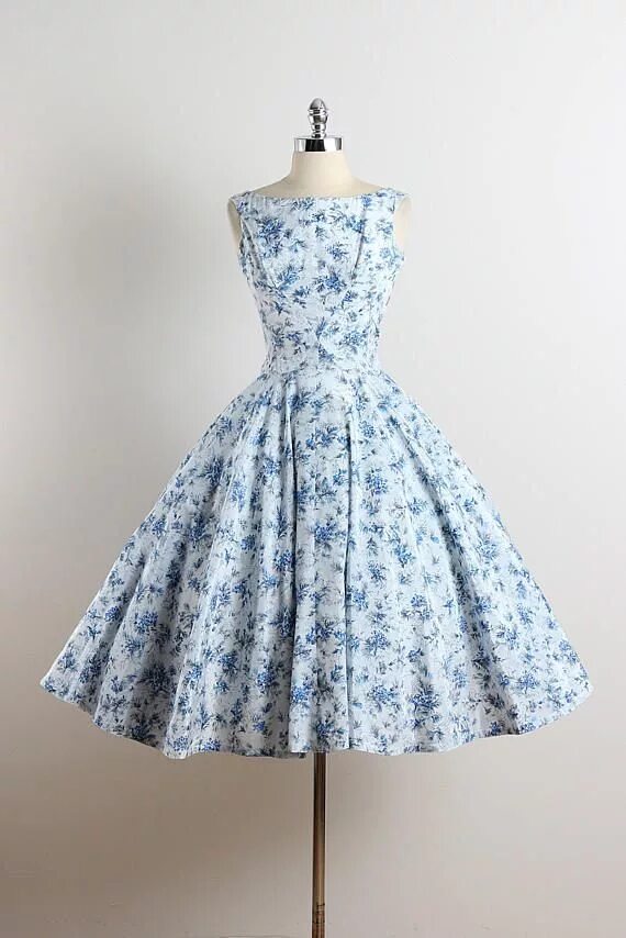 Платья 60 фото Vintage 50s Dress Vintage 1950s Dress Blue Floral Print Etsy Vintage 1950s dress