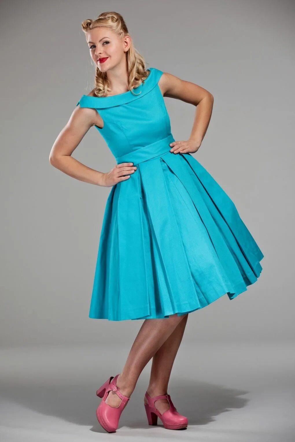 Платья 60 фото Emmy - Emmy - 60s Celebration Dress in Turquoise Damemote