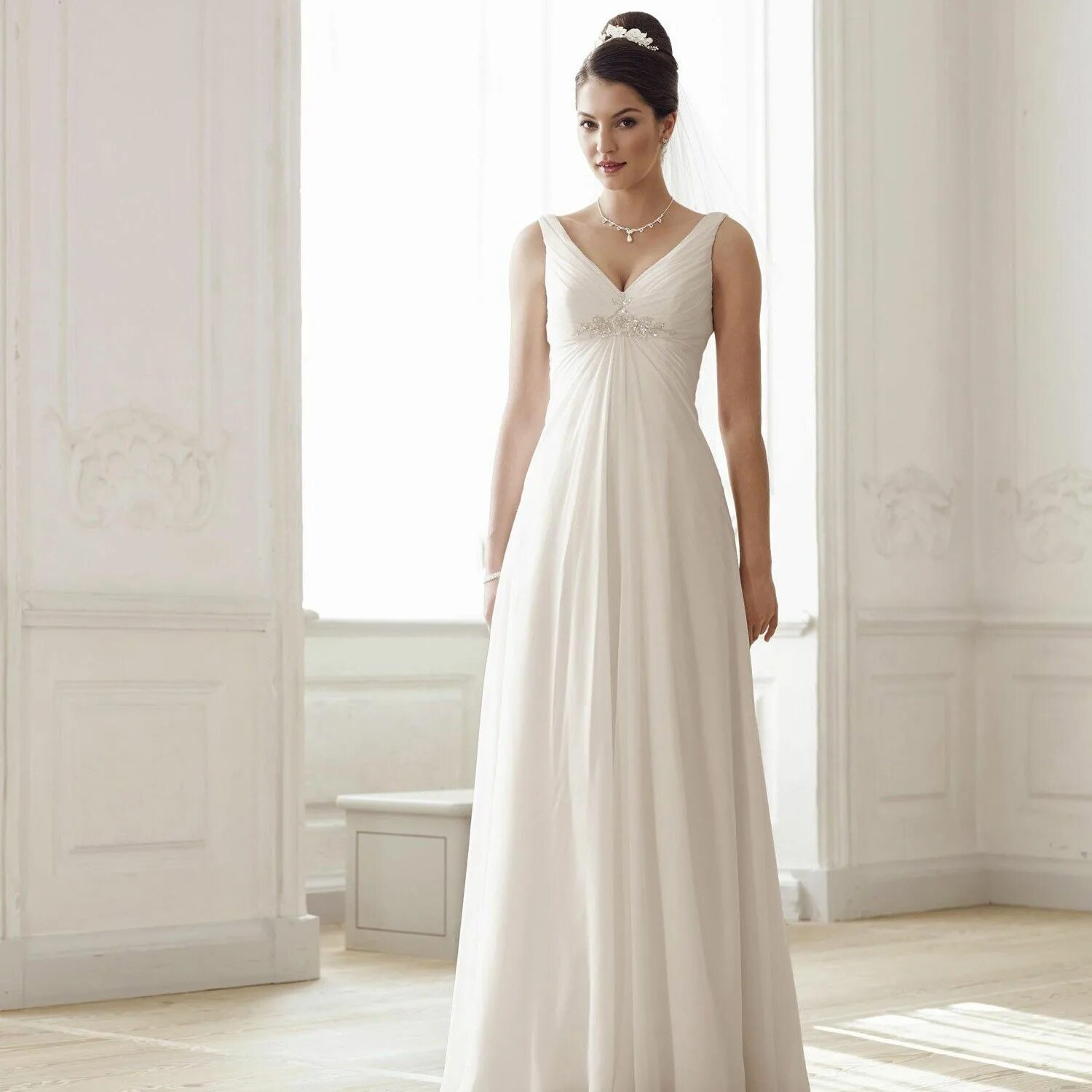 Платья ампир фото Robe de mariée empire ivoire avec encolure en V Vicky Chiffon, Model pakaian, Pr