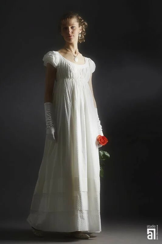 Платья ампир фото Белый хлопковый ампир