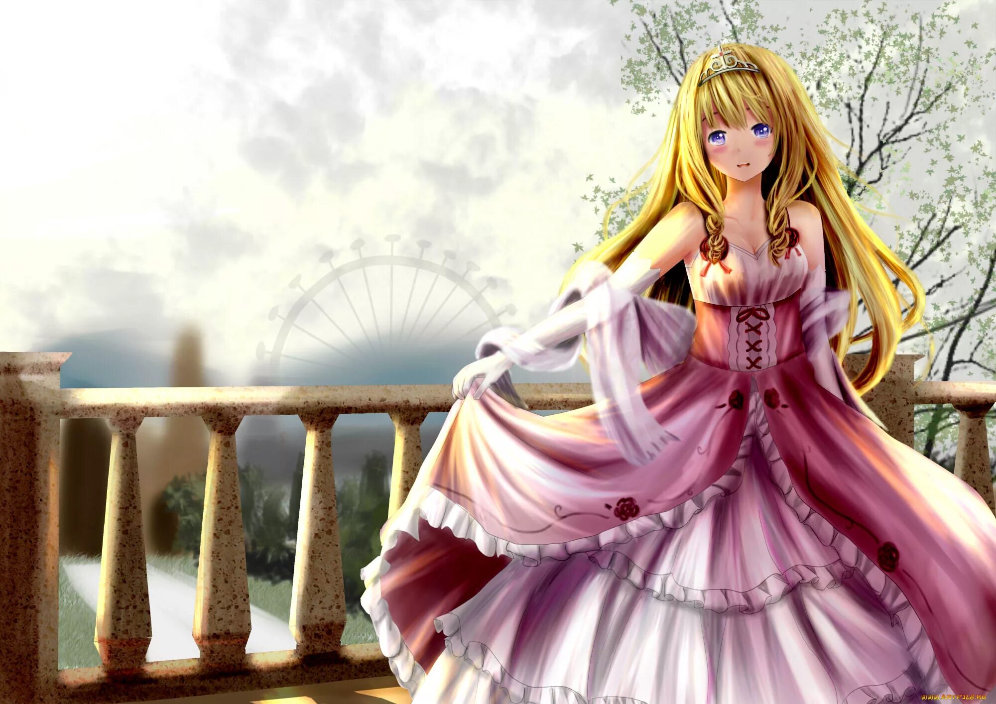 Платья аниме фото Скачать обои amagi, brilliant, park, аниме, платье, фон, девушка, взгляд из разд