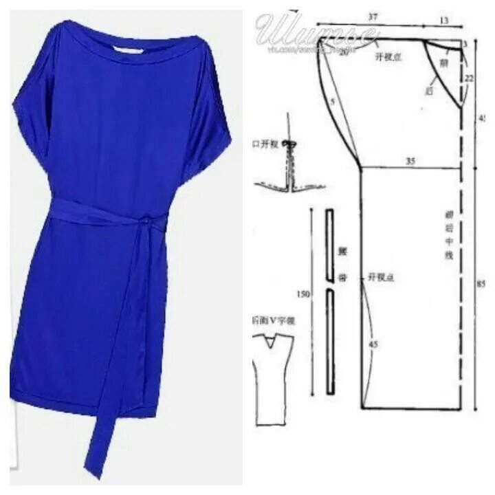 Платья без выкроек для начинающих туника Camicette, Abito kimono, Modello di cucito