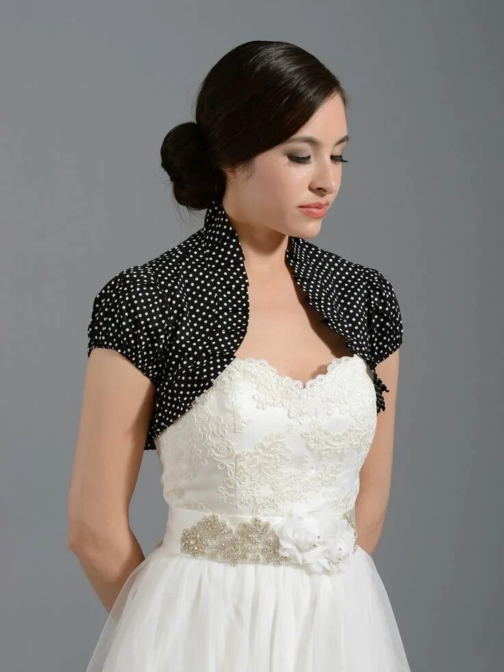 Платья болеро фото Polka dot black cotton wedding bolero jacket Cotton_002_black - 2019 - Cotton Di