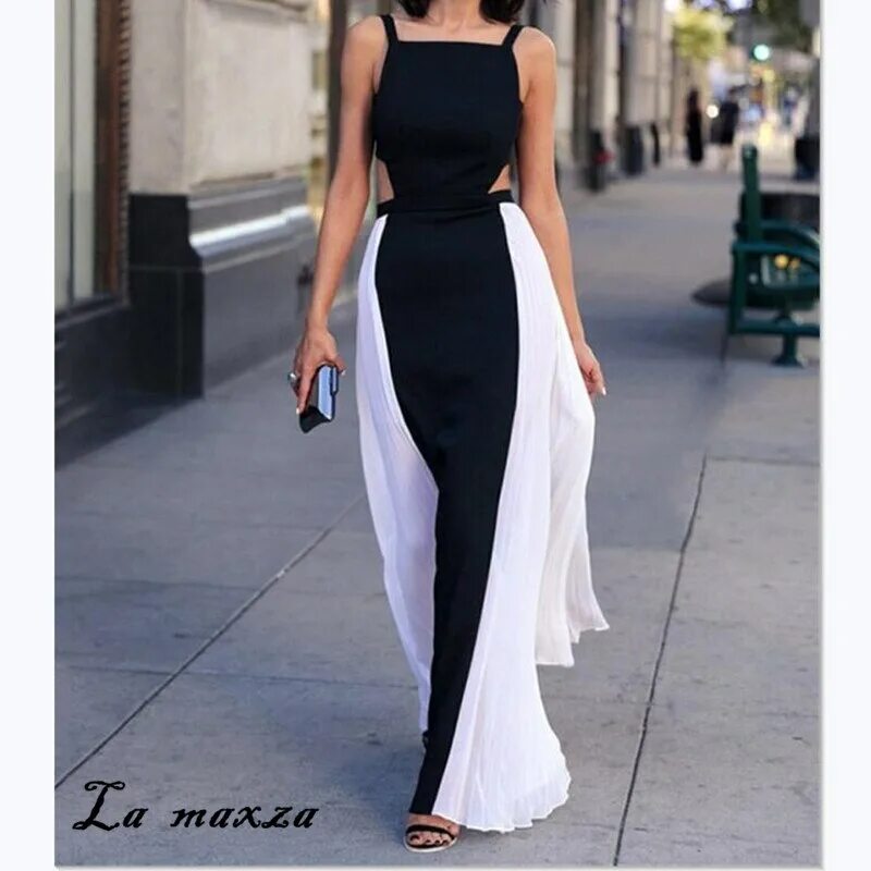 Платья черно белого цвета фото Соблазнительное элегантное женское вечернее платье 2020 модное на бретелях - Отз