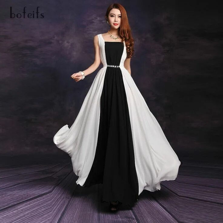 Платья черно белого цвета фото Incredibly elegant gown Black and white long dresses, White long gown, Gown dres