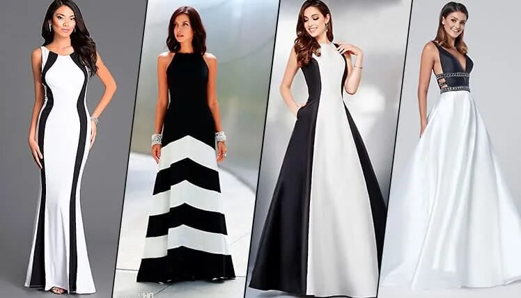 Платья черно белого цвета фото Платья черно белые Каталог одежды Dress-m.ru
