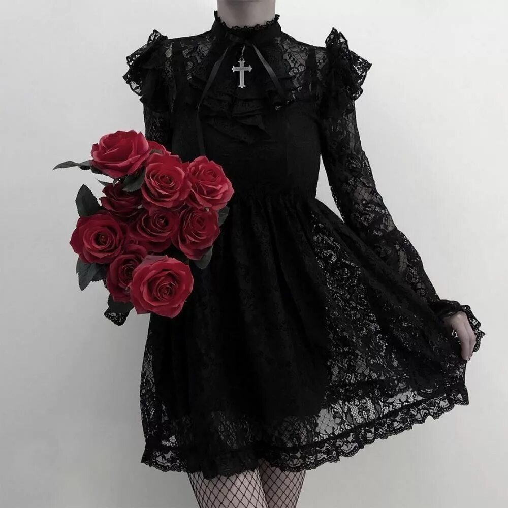 Платья черные с цветами фото Kill Star lace dress Gothic outfits, Victorian fashion, Victorian fashion dresse