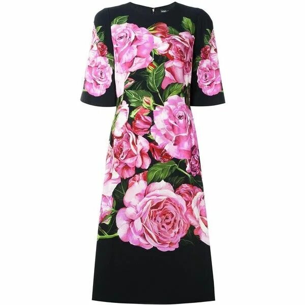 Платья черные с цветами фото Dolce & Gabbana rose print cady dress (166.550 RUB) via Polyvore featuring dress