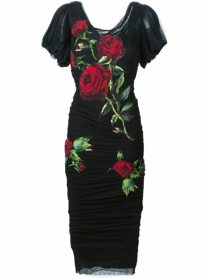 Платья черные с цветами фото Dolce & Gabbana Платье С Аппликацией Роз - Verso - Farfetch.com Applique dress, 