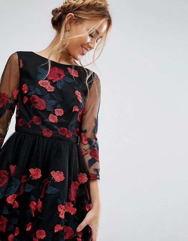 Платья черные с цветами фото Черное платье в цветок - журнал 13malyshok.ru