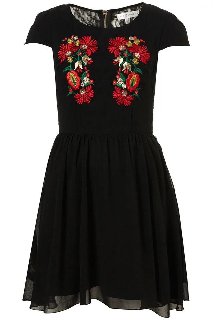 Платья черные с цветами фото SKATERKLEID MIT STICKEREI VON RARE Fashion teenage, Ladylike style, Fashion