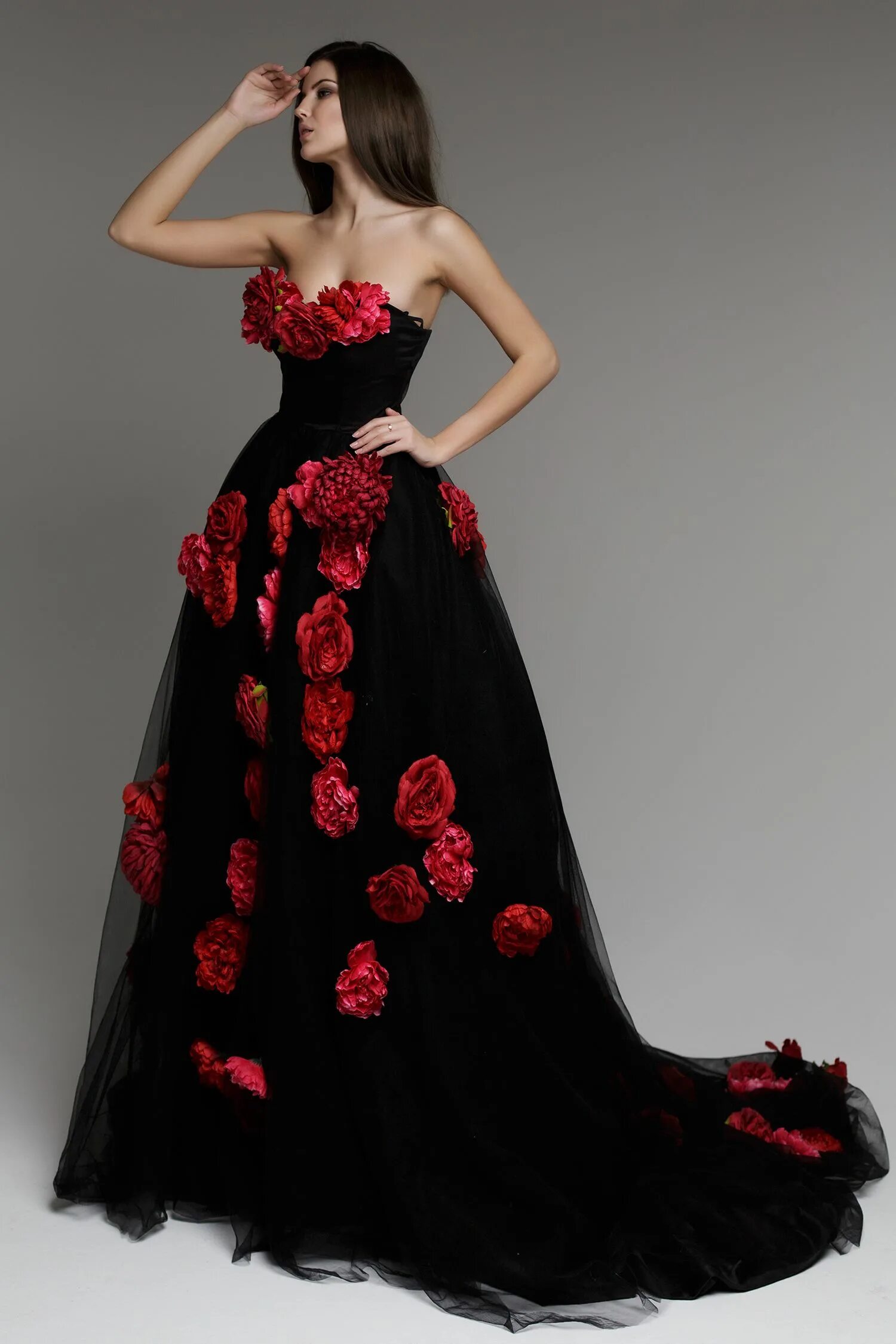 Платья черные с цветами фото Платье Flower Nymph Black Wedding dress couture, Black evening dresses, Fancy go