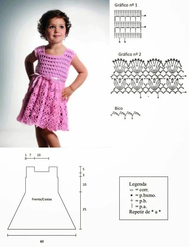 Платья девочкам крючком со схемами Pin on roupas crochê e tricô