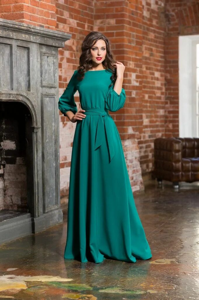 Платья длинные модели фото Long turquoise woman dress floor Autumn Winter Spring dress Maxi dress with a be