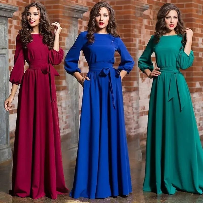 Платья длинные модели фото Закрытое платье в пол с длинным рукавом фото Duhi-Queen.ru