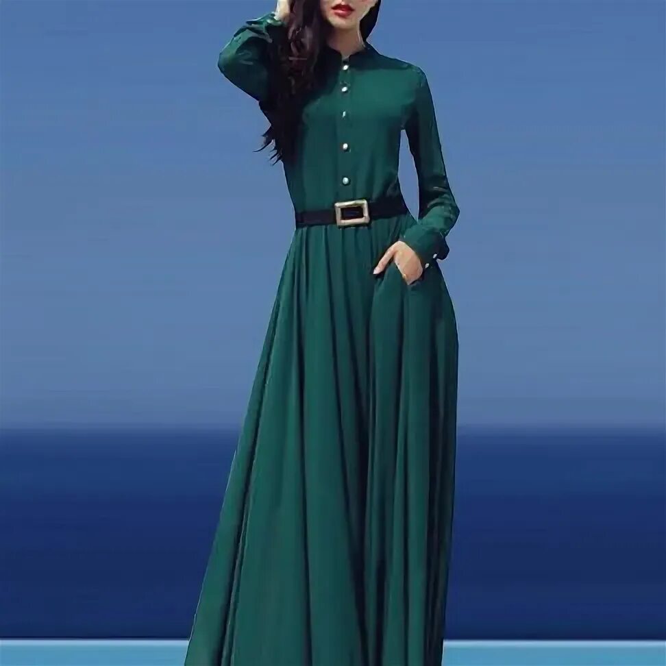 Платья длинный рукав фото Зеленое платье - прокат от 500 руб. Москва