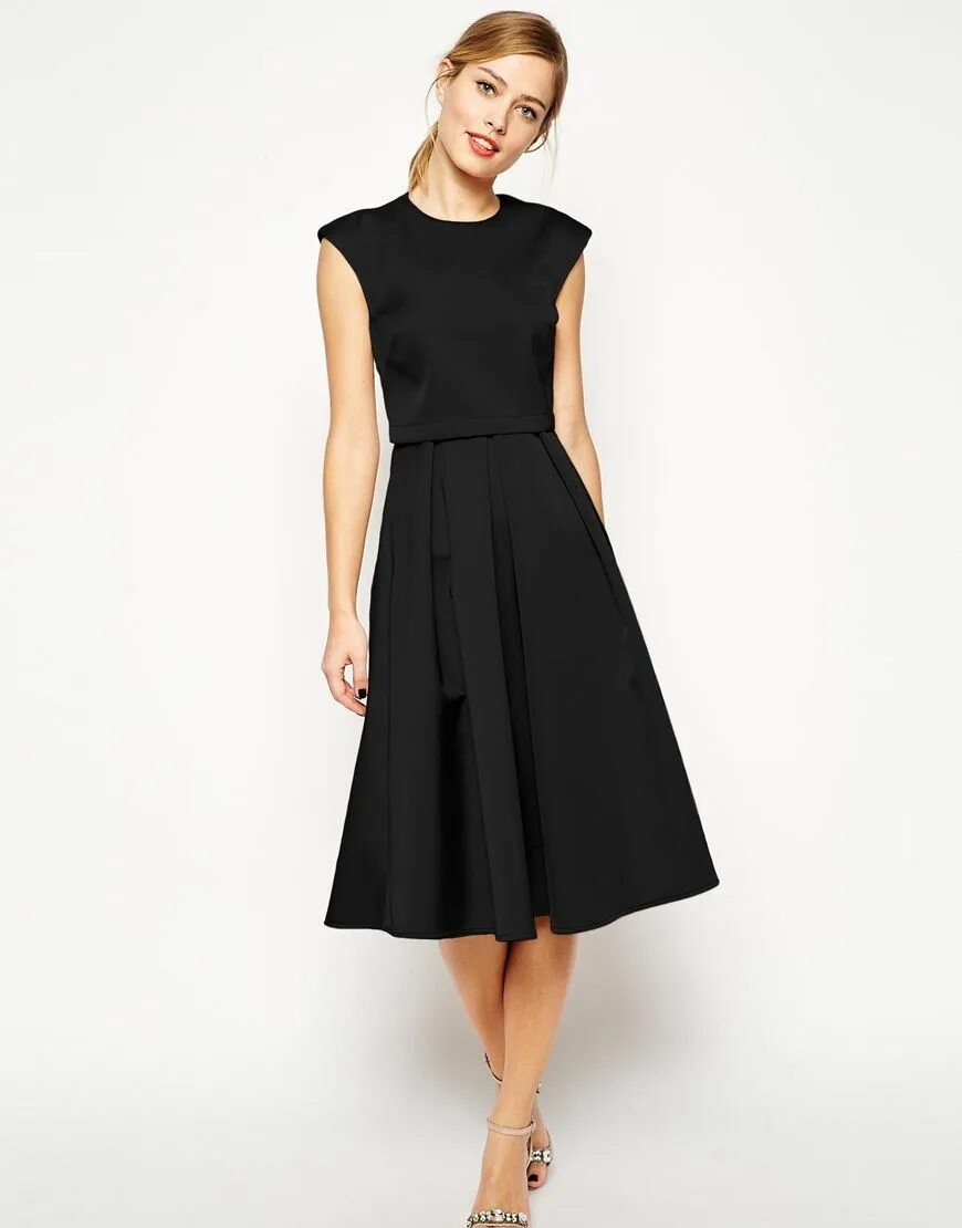 Платья длиной миди фото ASOS Midi Dress in Bonded Satin at asos.com Ropa, Vestidos largos casuales, Vest