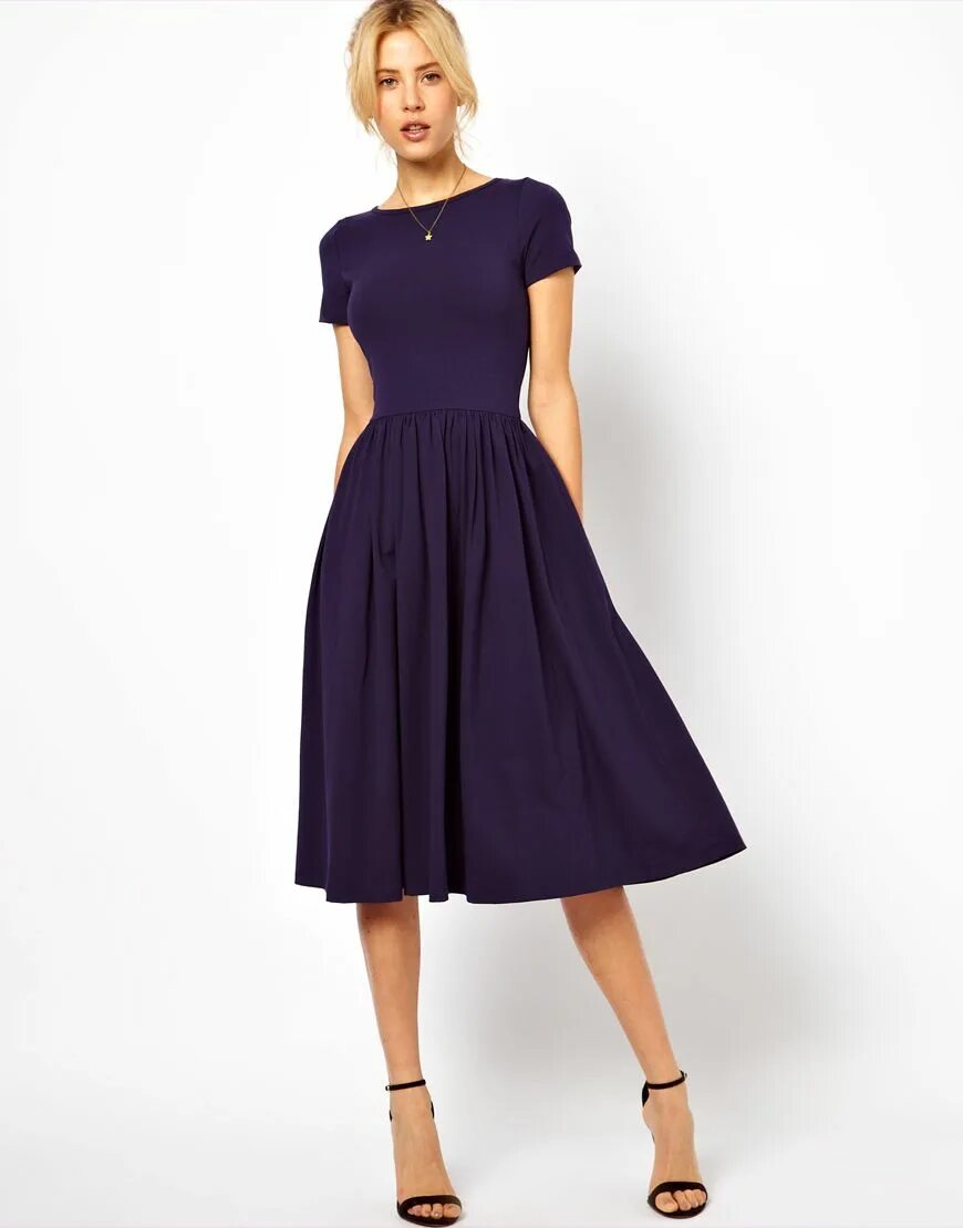 Платья длиной миди фото ASOS ASOS Midi Dress With Short Sleeves. at ASOS Idées de mode, Robe courte, Rob