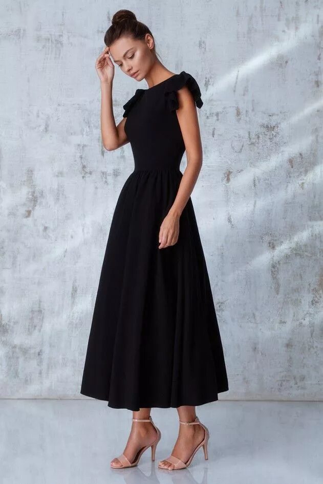 Платья длиной миди фото Пин от пользователя Ульяна на доске Одежда Платья, Черные бальные платья, Черные