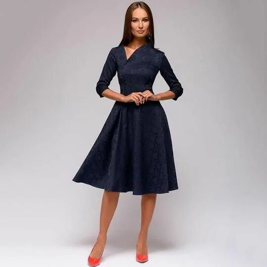 Платья длиной миди фото Women 3/4 sleeve Pattern party dresses women Sexy printing streetwear Knee-Lengt