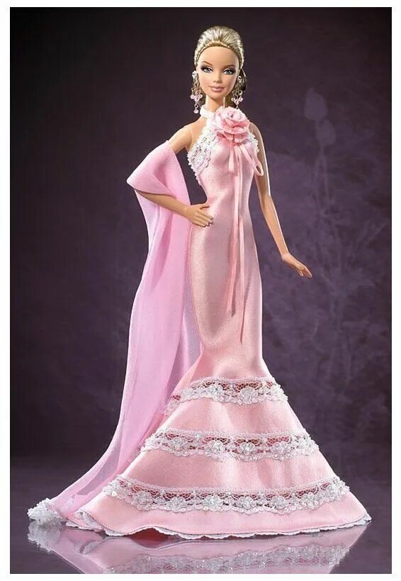 Платья для барби фото Кукла Barbie Badgley Mischka (Барби в розовом платье от дизайнеров Бадли Мишка) 