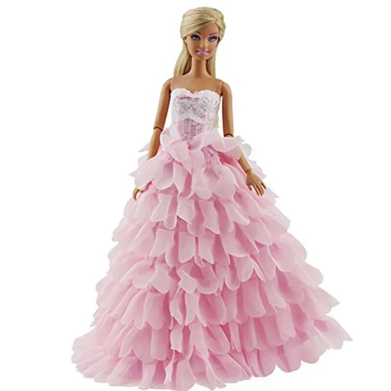 Платья для барби фото Купить LeadingStar вечернее платье для куклы, 8 слоев, свадебное платье, мебель 