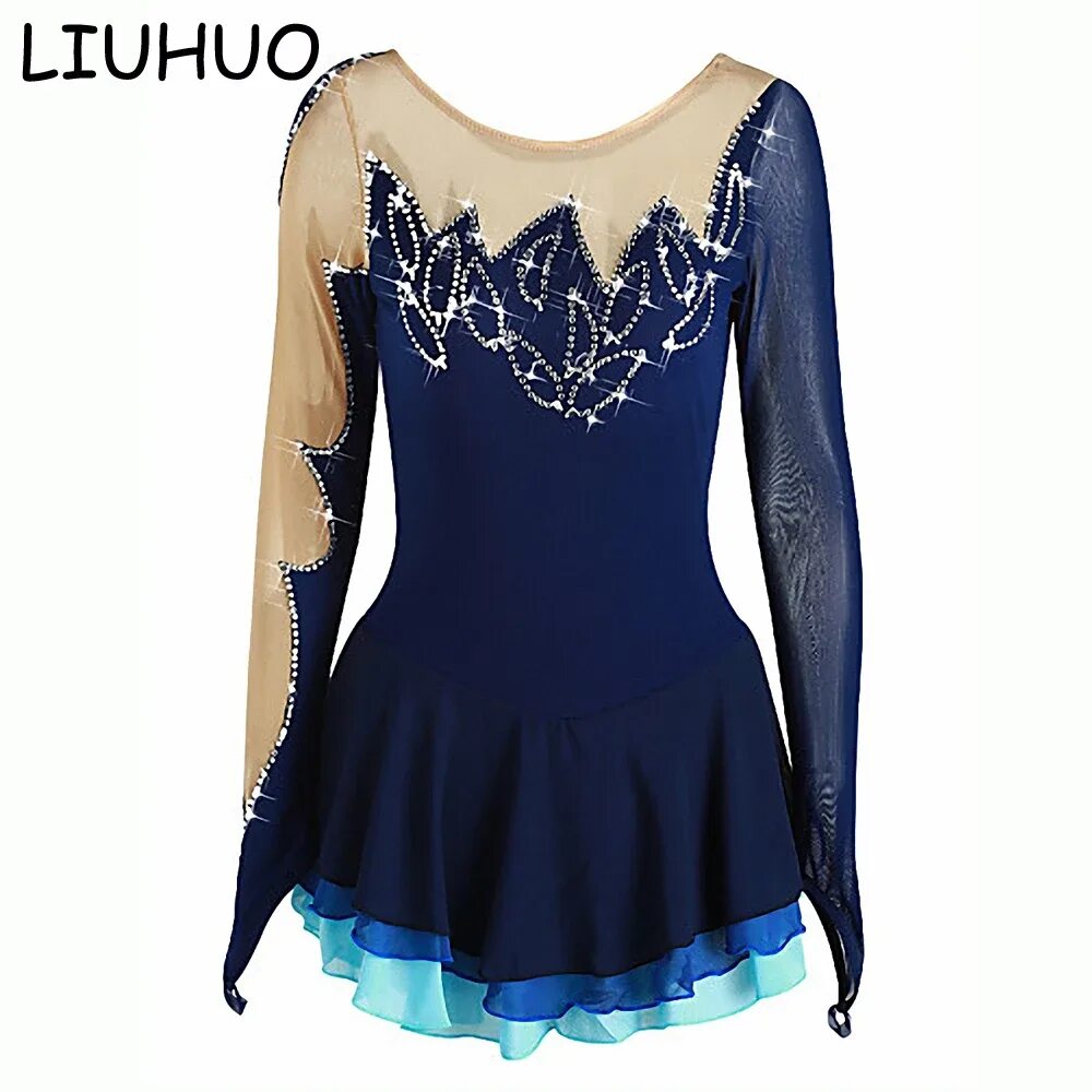 Платья для фигурного катания фото Figure Skating Dress Girls Rhinestone Handmade High Elasticity Performance Skati