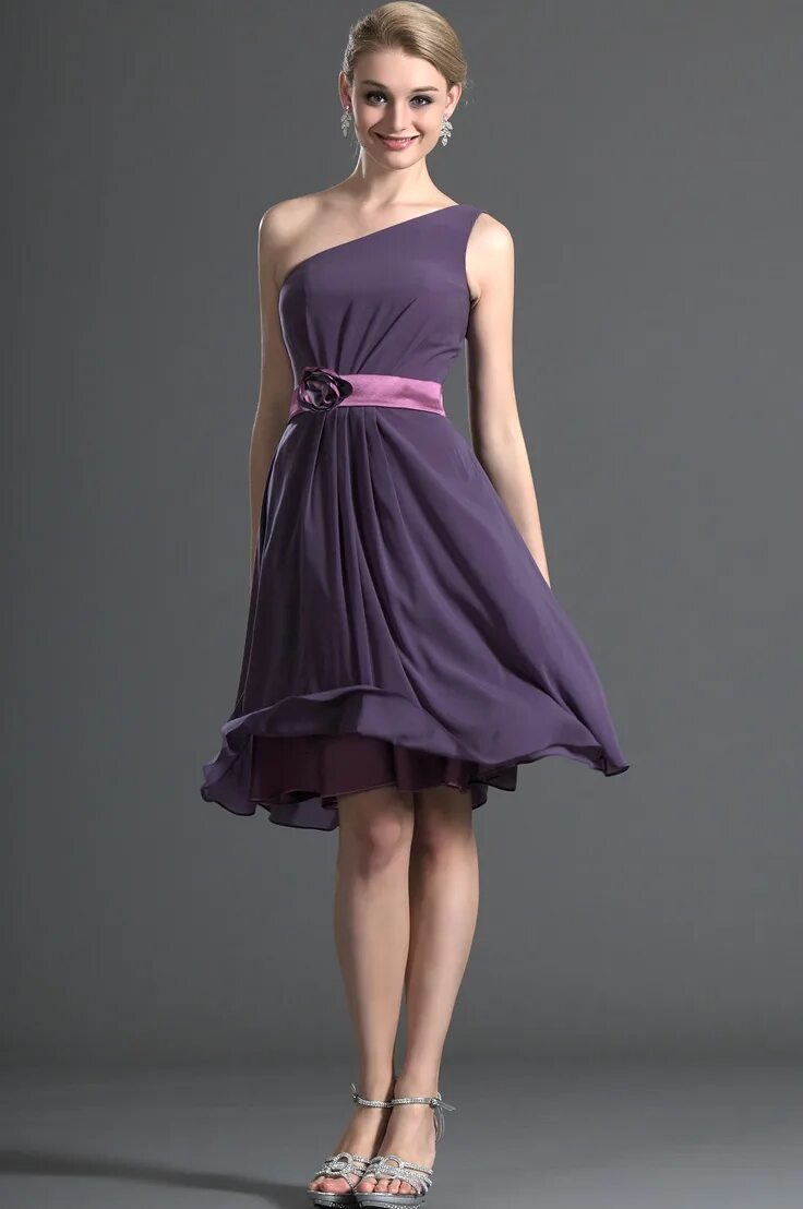 Платья для гостей фото Amazing One Shoulder Purple Bridesmaid Dress (07120906) - eDressit Chiffon bride