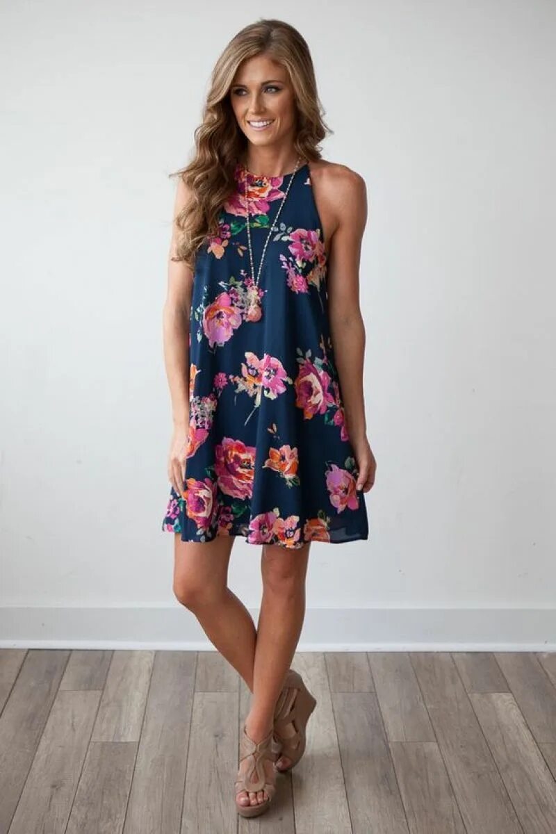 Платья для лета фото 10 Handpicked Look Of The Floral Print Outfits Navy floral dress, Cute dresses, 