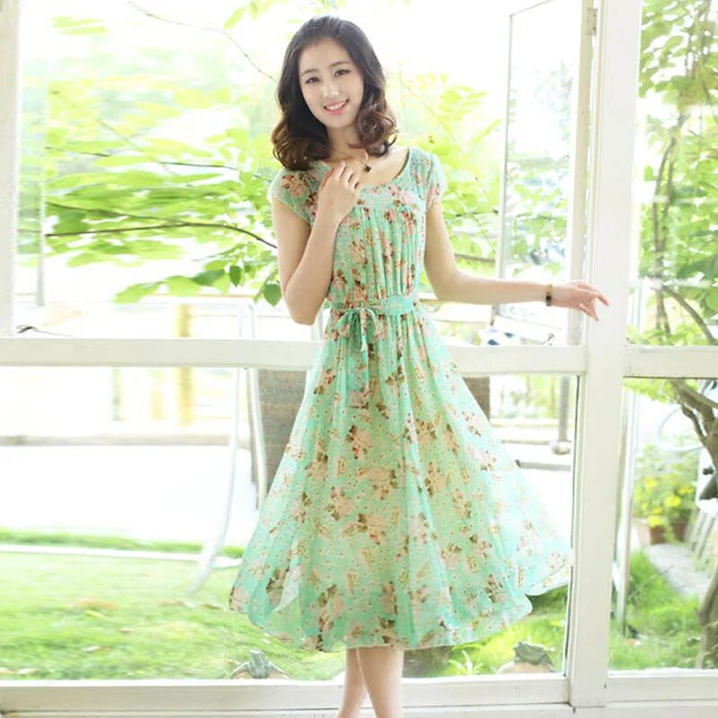Платья для лета фото Купить Женское платье 2019 летнее платье новый большой размер женщин длинная юбк