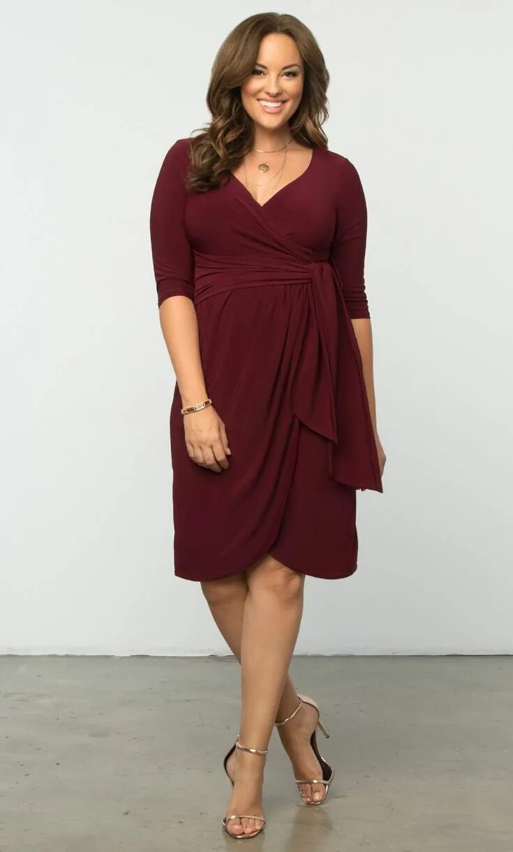 Платья для невысоких женщин фото Check out the deal on Harlow Faux Wrap Dress at Kiyonna Clothing Plus size cockt