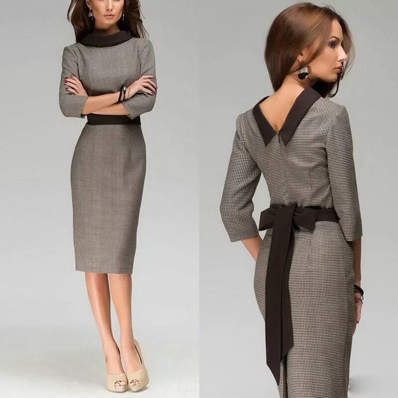 Платья для офиса 2024 модные тенденции Купить платье рабочий, сексуальный женщины до колена свободного покроя женщины з