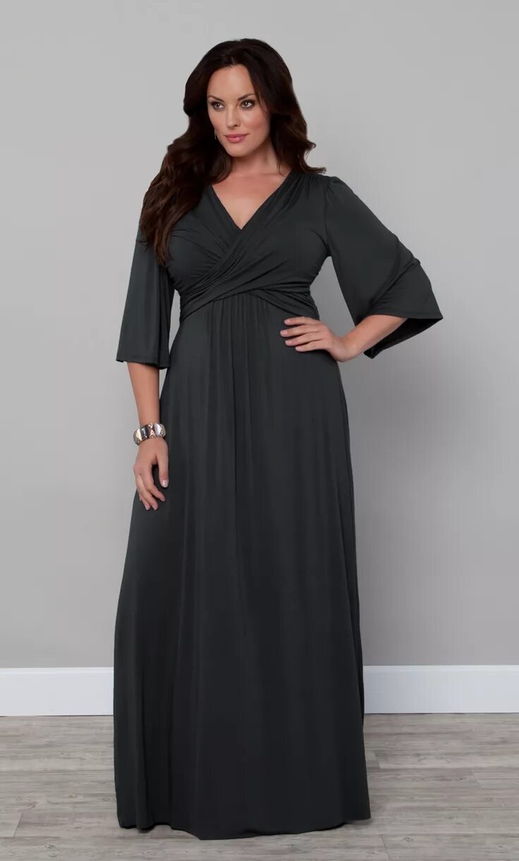 Платья для полных с рукавом фото Pin on Mulher 44