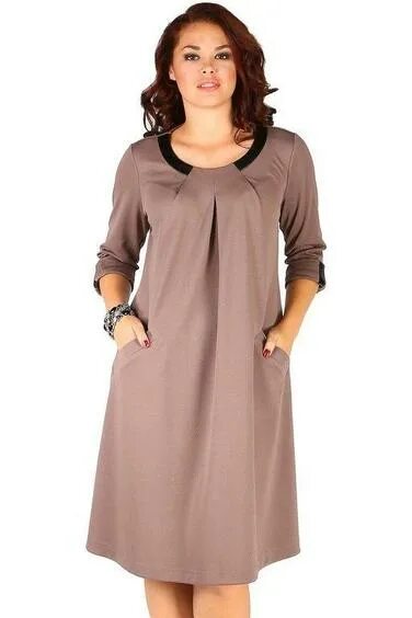 Платья для полных с рукавом фото Платье П-405