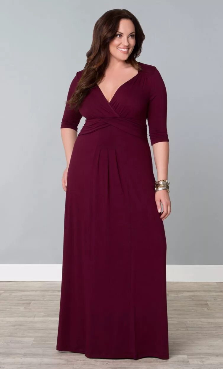Платья для полных с рукавом фото burgundy long dress plus sizeCheap Sell - OFF67