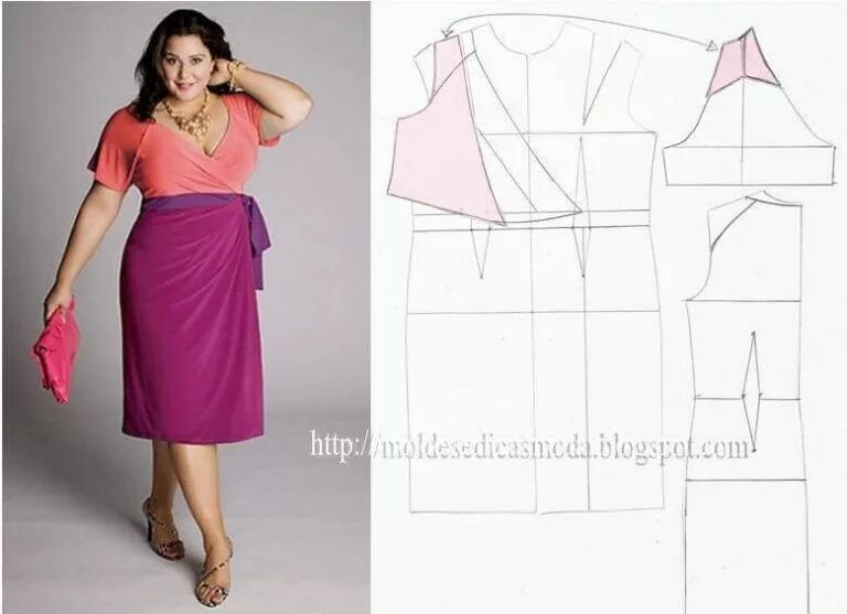 Платья для полных выкройки фото Платье+выкройка Тысяча и одна идея Dress sewing patterns, Dress patterns, Sewing