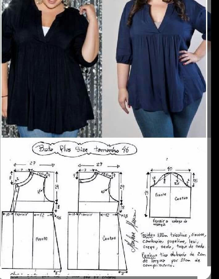 Платья для полных женщин без выкройки Pin en Шитьё Blusa para rellenitas, Moda para gorditas, Moda para curvas
