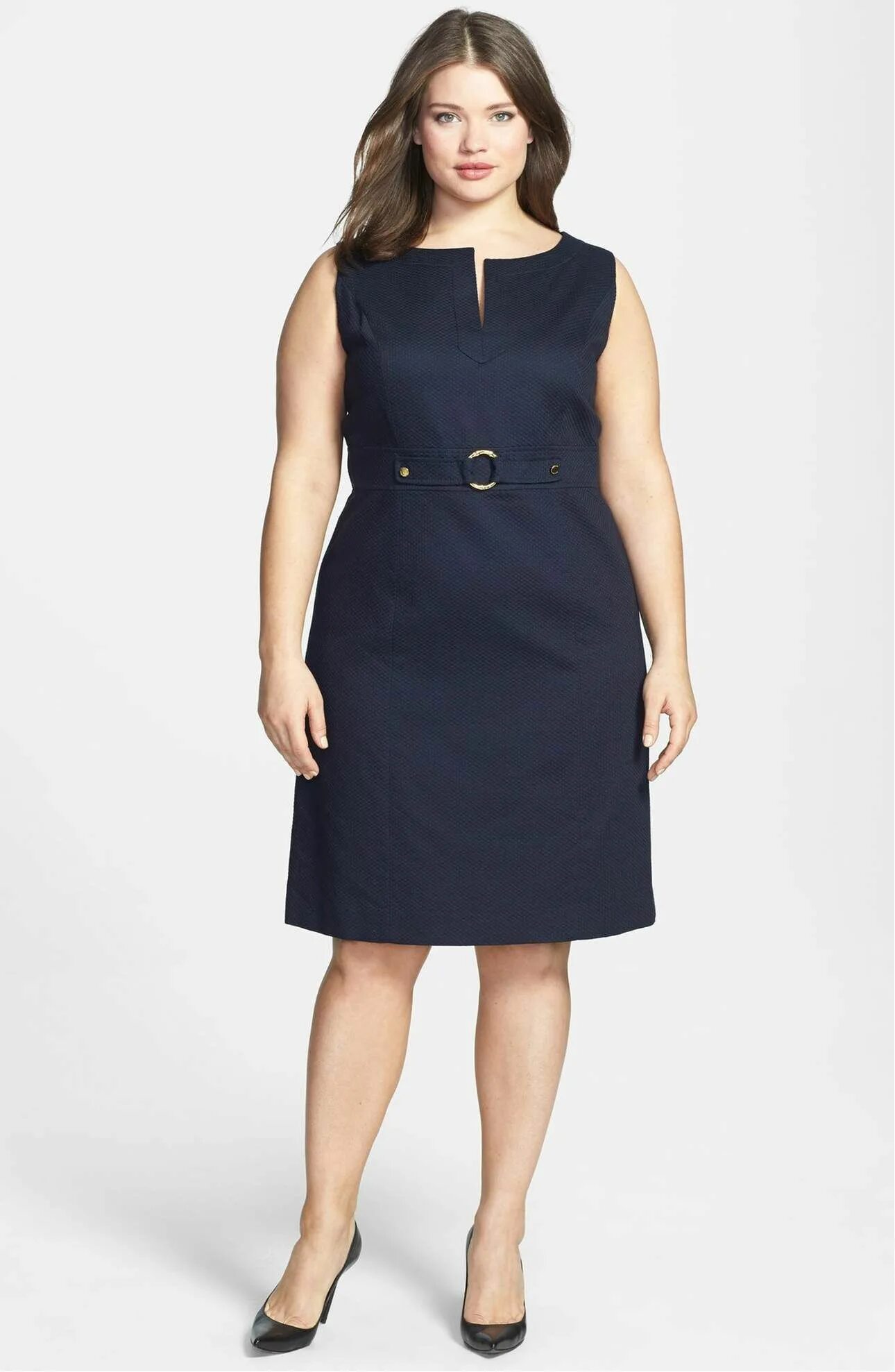 Платья для яблока фото Tahari Split V-Neck Sheath Nordstrom Plus size outfits, Big size dress, Curvy fa