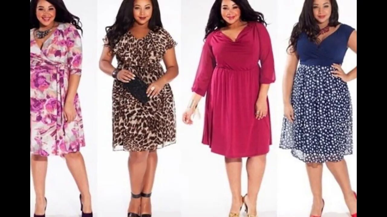 Платья для яблока фото Модные офисные платья для полных 2017 - YouTube
