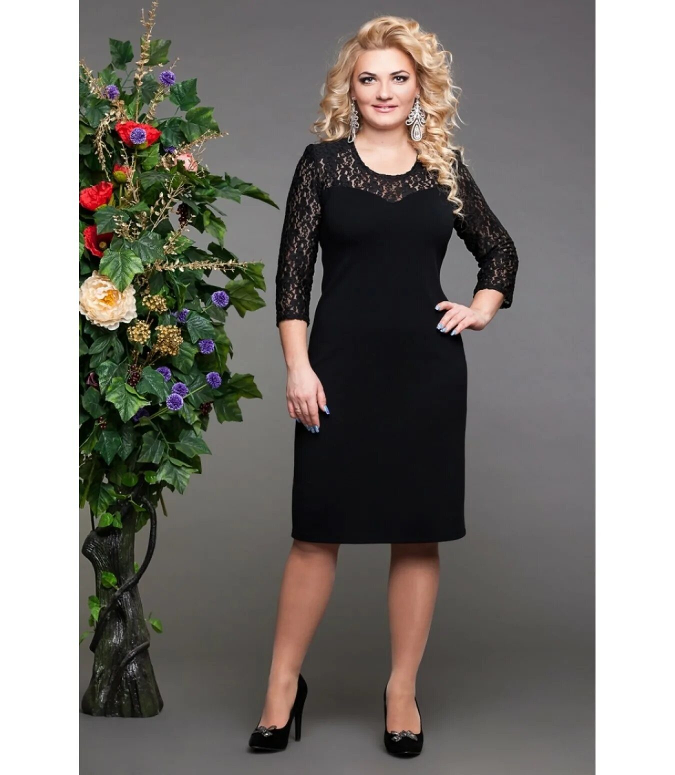Платья для женщин 50 размера фото Купить Платье "Звезда" цвет черный в ekaterianna.ru