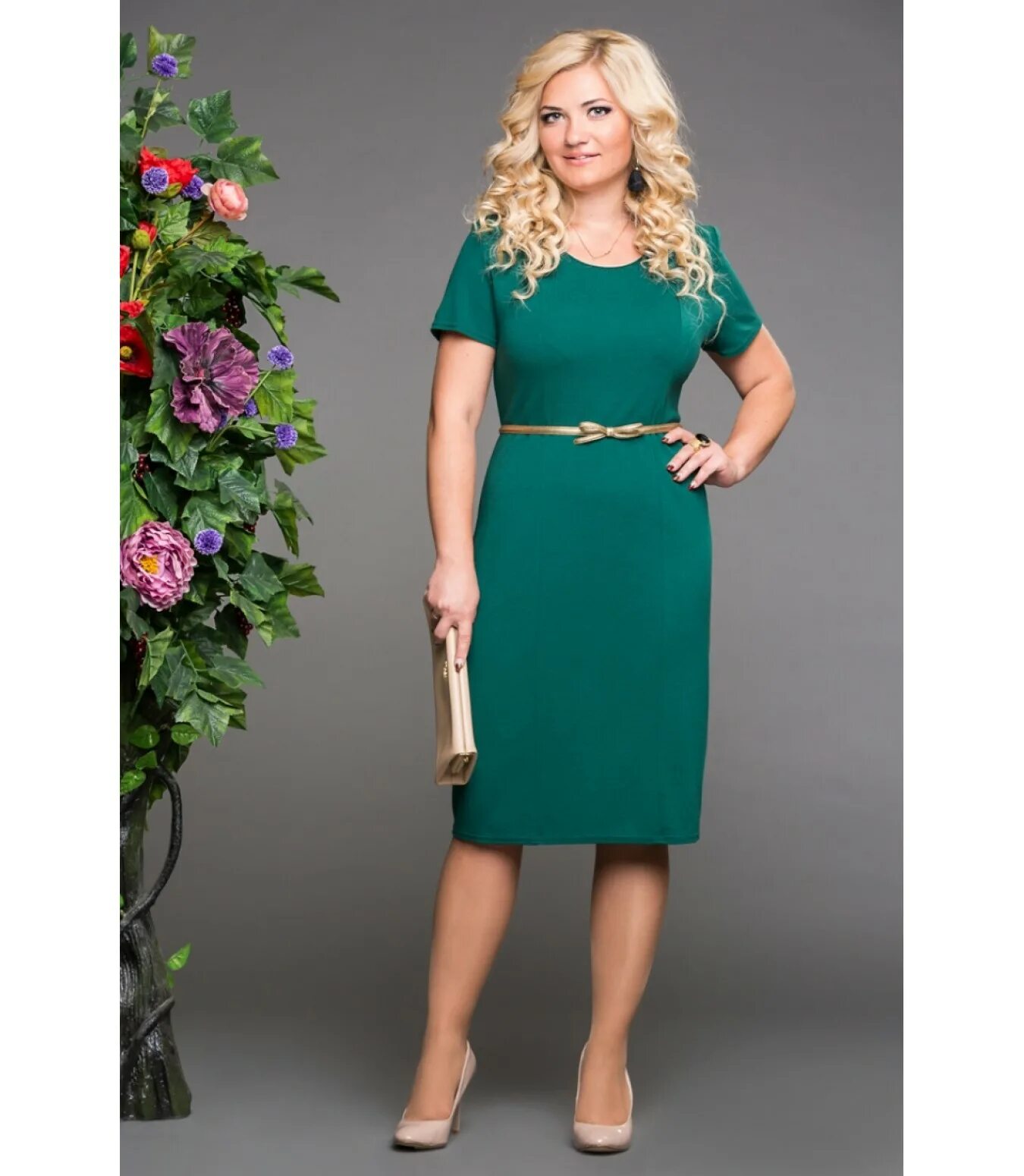 Платья для женщин 50 размера фото Купить Платье "Венера " цвет зеленый в ekaterianna.ru
