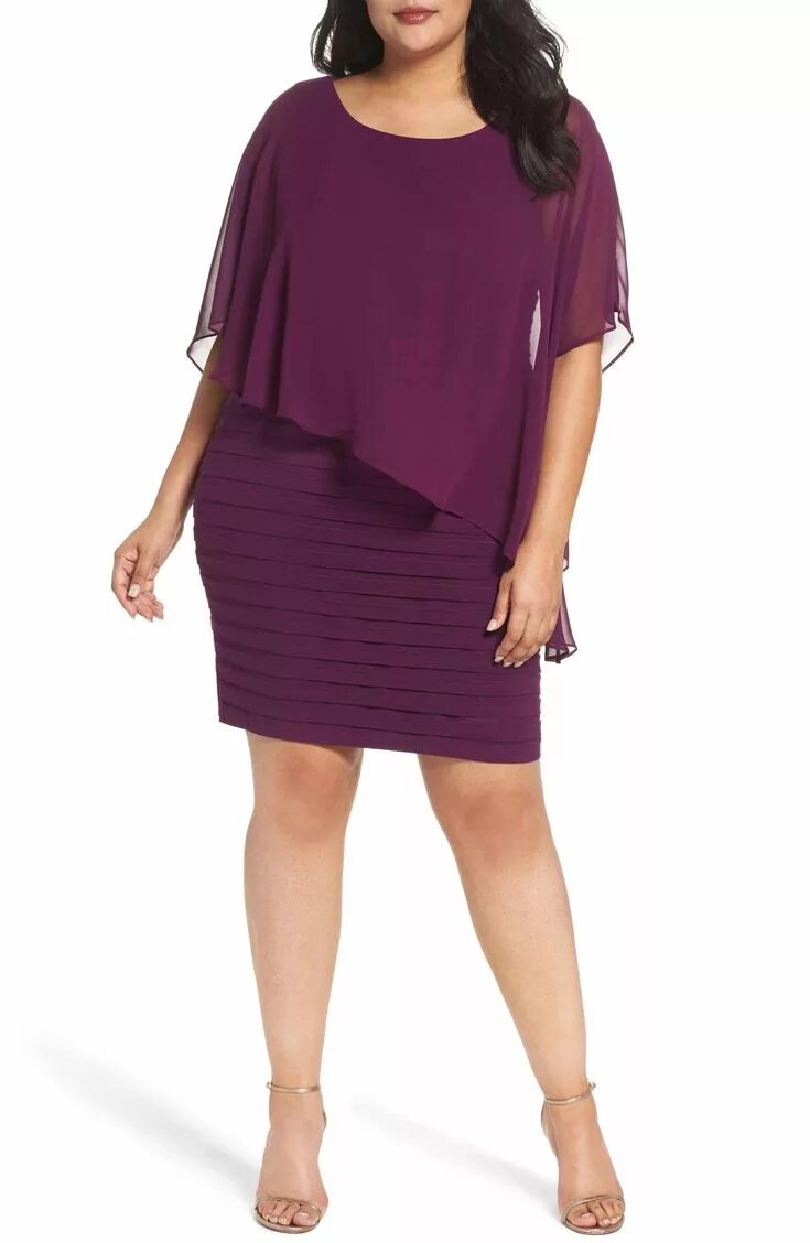 Платья для женщин яблоко фото Adrianna Papell Chiffon Overlay Shutter Pleat Sheath Dress Nordstrom Plus dresse