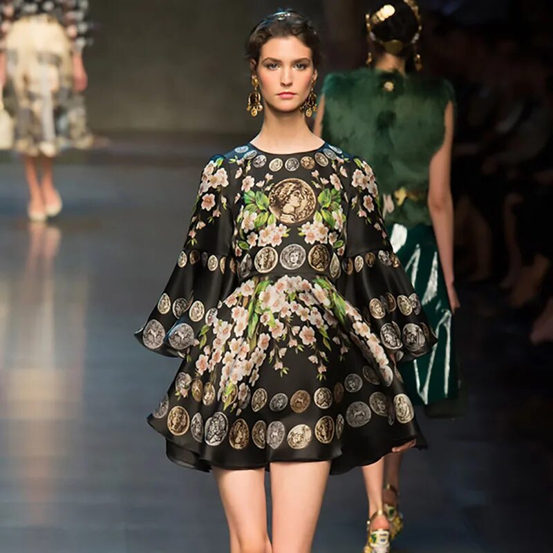 Платья дольче габбана фото Купить осенью и зимой сладкий Дворянок Винтаж краткие национальные тенденции цве