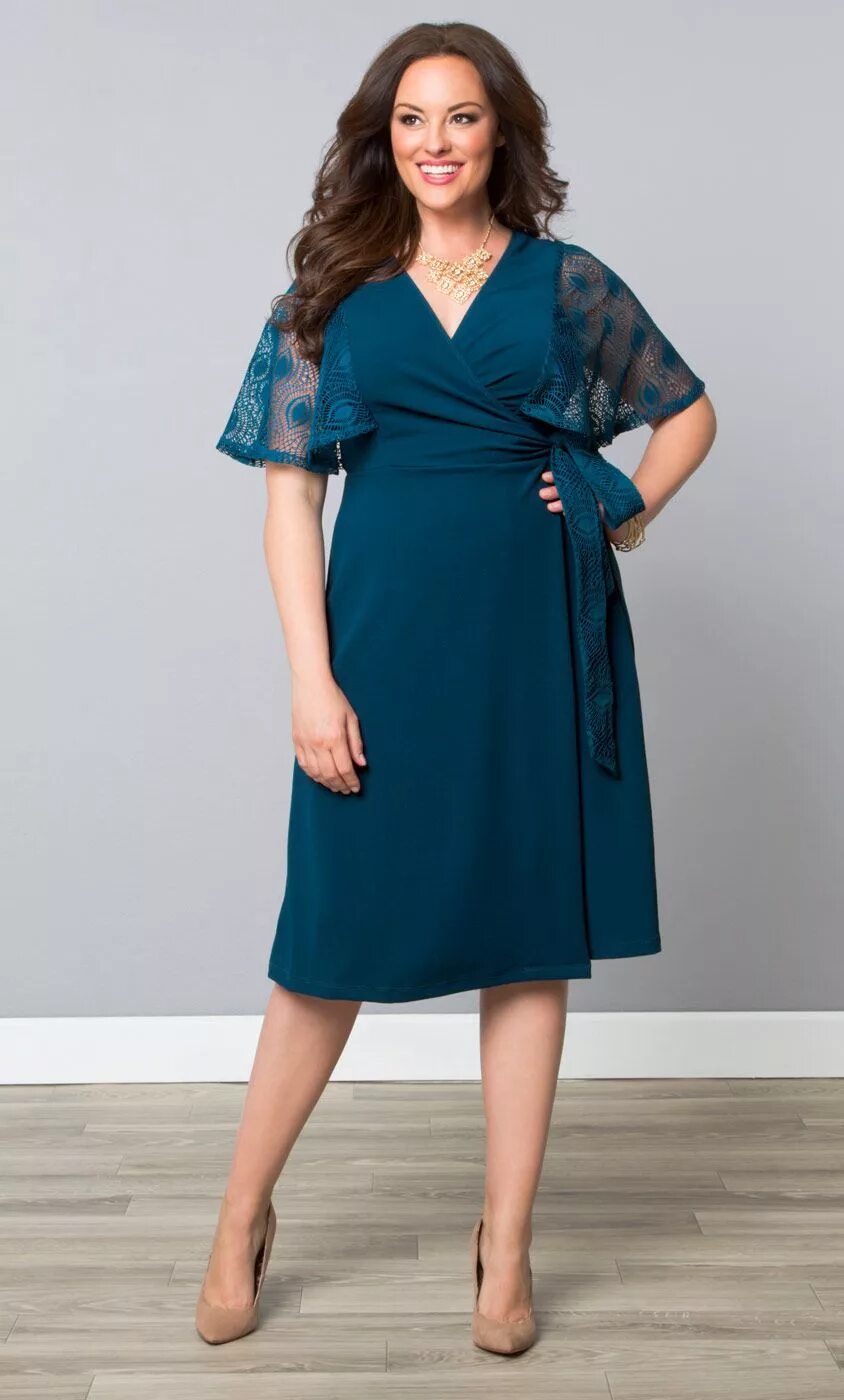 Платья фото для полных цена Mesmerize in our plus size Captivating Crochet Wrap Dress; on sale now! Browse o