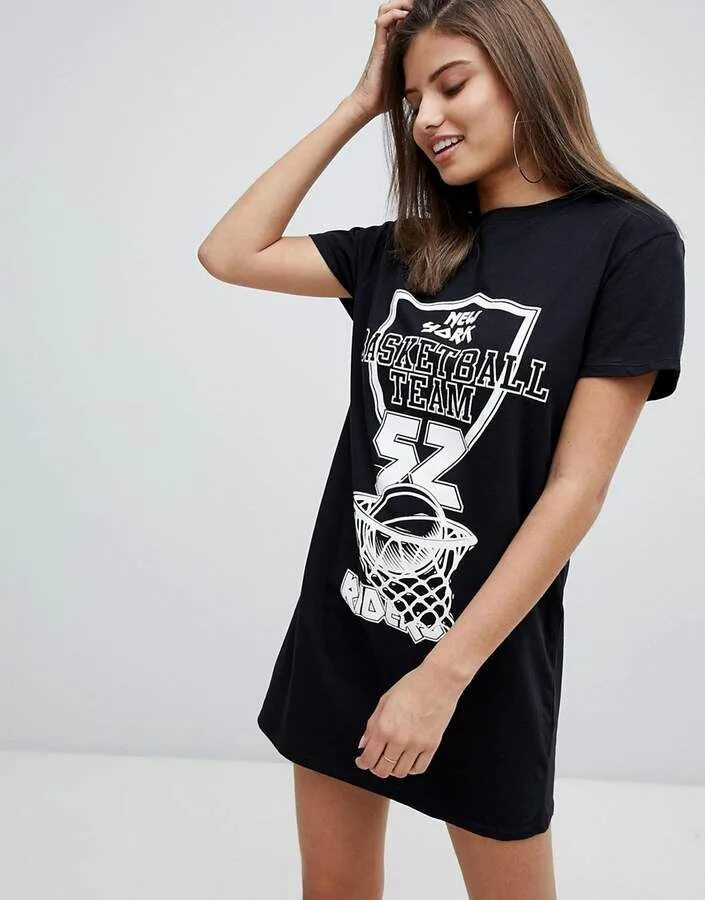 Платья футболки фото Missguided Basketball Slogan T-Shirt Dress #Basketball# Missguided# Slogan Autum