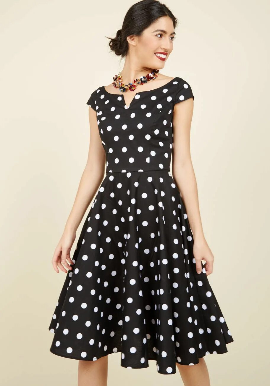 Платья горошек фото The East Coast Swing of Things Cotton Dress, #ModCloth Cotton dresses, Casual dr