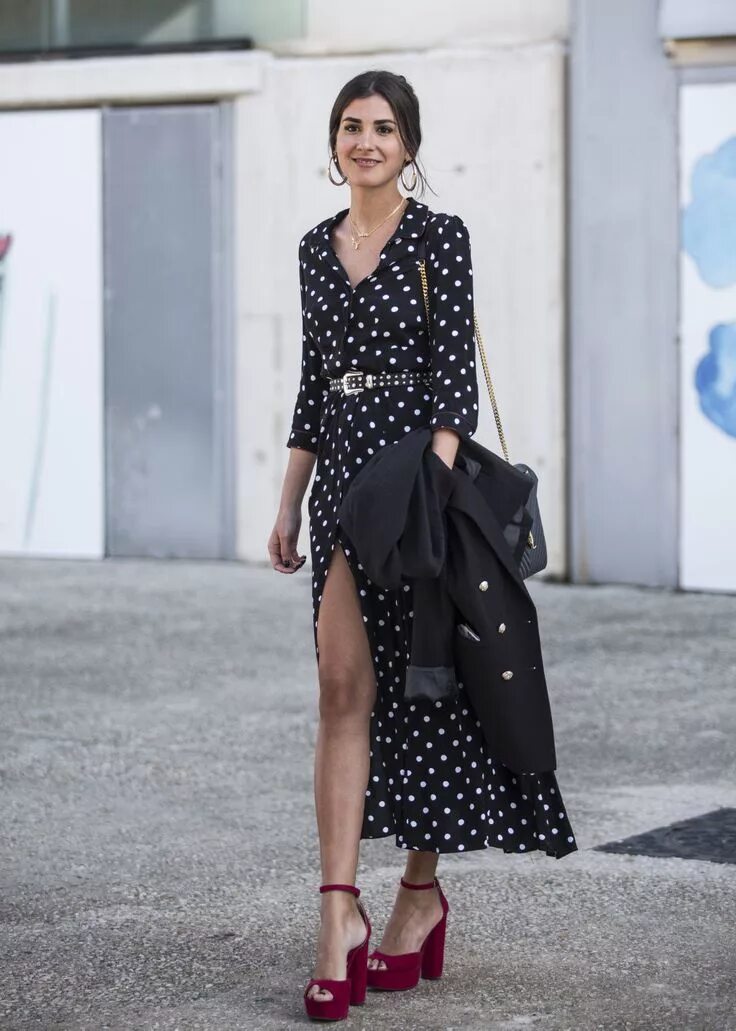 Платья горошками с чем одеть Street Style Madrid Fashion Week Moda estilo, Moda, Tendencias de moda