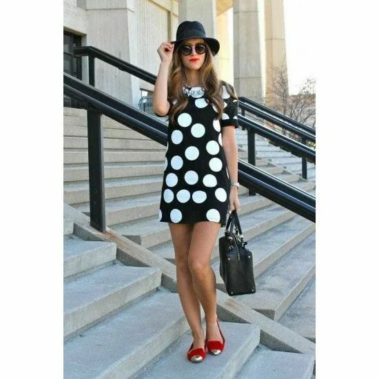 Платья горошками с чем одеть Женское креповое платье с короткими рукавами в горошек, Женский, Лето, размер 48