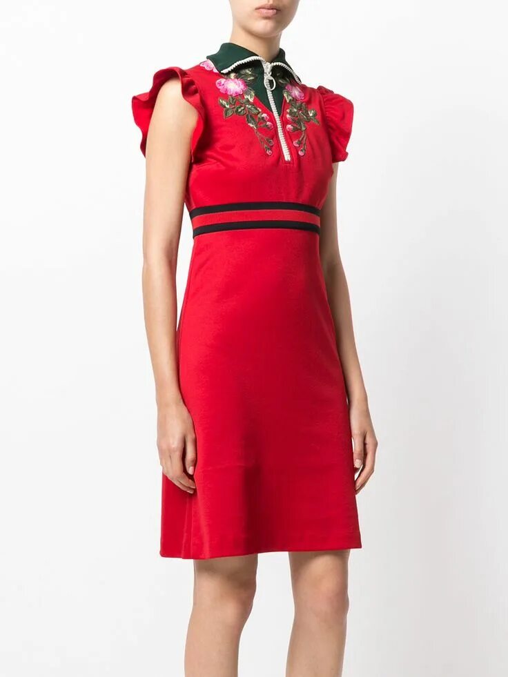 Платья гуччи фото Gucci floral zip placket dress Дневные платья, Платья, Стили платьев