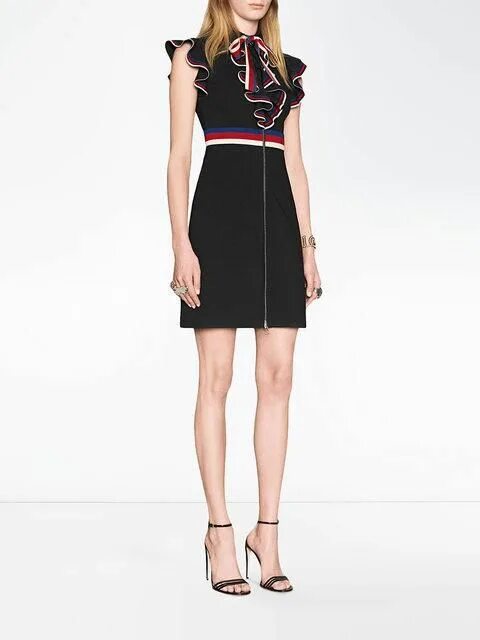 Платья гуччи фото Gucci Web Ruffle Stretch Jersey Dress In Black ModeSens Jersey dress, Gucci sylv